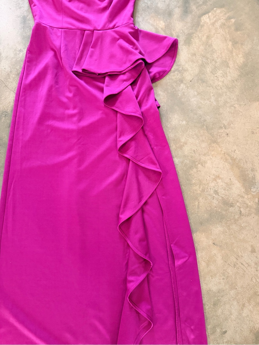 Faeriesty Magenta One Shoulder Ruffle Maxi Dress Size Small - Picture 2 of 16
